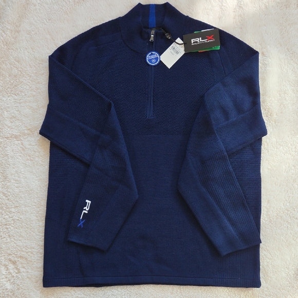 RLX Ralph Lauren Men's Navy Zip-Neck Performance Sweater